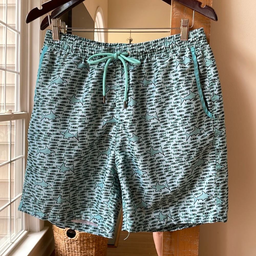 Mr. Swim Shark and Fish Print Swim Trunks Size XL